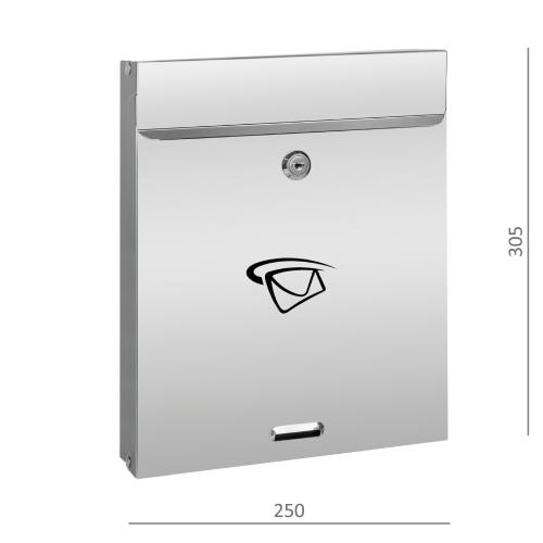 Poštovní schránka (305x250x60 mm), vhoz (20x240 mm) max. formát listu: A4, leštěná nerez /AISI304